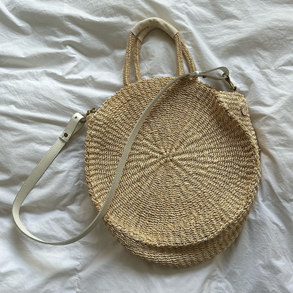 CLARE V. Raffia Handle Bag